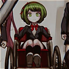 an animated image of a woman in a wheelchair