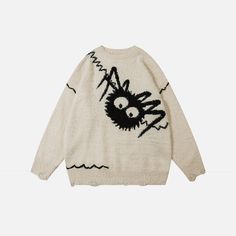 This sweater is made from faux fur, a material that mimics the look and feel of real animal fur. It has a plush and fluffy look but is soft and comfortable to wear. Its cute and innocent big-eyed spider pattern is the complete opposite of the classic dark and mysterious spider image, making the sweater overall casual and fun.
Material: 60% Nylon, 40% Acrylic.
Clothing details: Distressed.

SIZE GUIDE Silly Sweaters, Cartoon Spider, Spider Pattern, Costume Bags, Top Streetwear Brands, 50th Clothing, 90s Hip Hop Fashion, Korean Streetwear, Trendy Summer Outfits