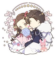 a couple kissing in front of flowers and stars