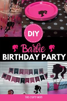 barbie birthday party with pink and black decorations