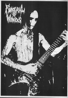 a black and white image of a man playing an electric guitar with the caption beneath him