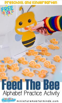 a bee alphabet practice activity for preschool and kindergartian kids with free printables