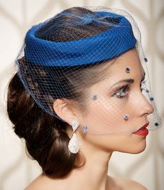 Royal Blue Cobalt Blue Bridal Cocktail Hat 1940 Wedding, 1940s Wedding, Weddings Idea, Vintage Veils, Pretty Hats, Hat Light