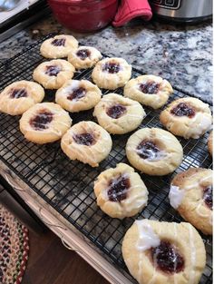 freshly baked cookies cooling on a wire rack