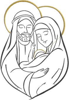 an image of the virgin mary and jesus with gold trimmings on a white background