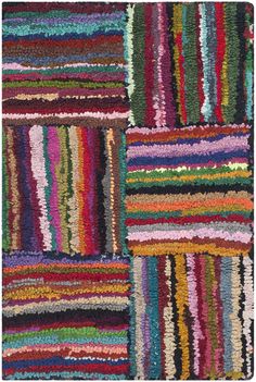 multicolored rugs are arranged in rows and squares, with different colors on them