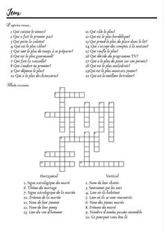 a crossword puzzle is shown with the words in french and english, which appear to be