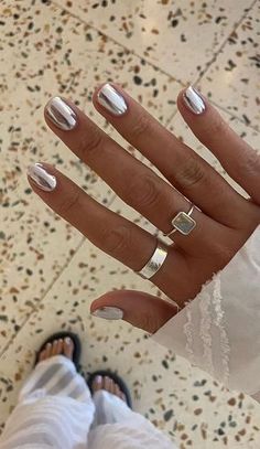 Top 25 Silver Chrome Nails 2024: Dazzling Trends & Styles - divagaze.com Silver Chrome Nails, Chrome Manicure, White Chrome Nails, Firework Nails, Blue Chrome Nails, Chrome Nail Art, Milky Nails