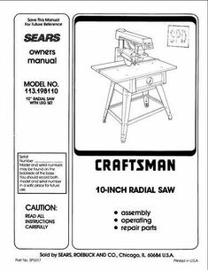 the instruction manual for craftsmans table saw