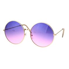 Unisex 70s hippie lennon oversize large round gradient lens groovy sunglasses. (j2305) Size: one size.  Color: Purple.  Age Group: adult. Bohemian Sunglasses With Gradient Lenses For Summer, Bohemian Summer Sunglasses With Gradient Lenses, Retro Sunglasses For Spring Music Festival, Groovy Sunglasses, Circle Lens, Circle Lenses, 70s Hippie, Round Circle, Gold Sunglasses