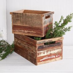 Set of Two Reclaimed Wood Crates Reclaimed Wood Decor, Dining Room Hutch, Home Decor Sets, Small Blankets, Hand Molding, Wood Crates, Wooden Clock, Wooden Crates, Woodworking Ideas