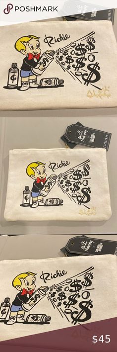 ALEC MONOPOLY Canvas Fabric Case with Richie Rich artwork and top zip closure Rich Rich, Alec Monopoly, Monopoly, Canvas Fabric, Shop My, Handbags, Canvas, Fabric