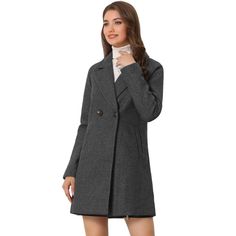 A classic trench coat makes for the perfect layering piece. Vintage trench details are softened by a notched lapel and one button closure. Slip into this trench coat on your way to work during cool mornings, or add it as a comfortable layer to your everyday t-shirt and jeans to keep you warm. Pair it with boots for a warm winter outfit. Elegant Gray Sweater Coat For Work, Notched Outerwear For Office In Fall, Classic Single Breasted Sweater Coat For Work, Workwear Sweater Coat With Lapel Collar And Buttons, Fall Pea Coat With Button Closure And Suit Collar, Single Breasted Sweater Coat For Fall Workwear, Winter Notched Blazer With Button Closure, Formal Fall Sweater Coat With Button Closure, Lapel Collar Sweater Coat With Button Closure For Work