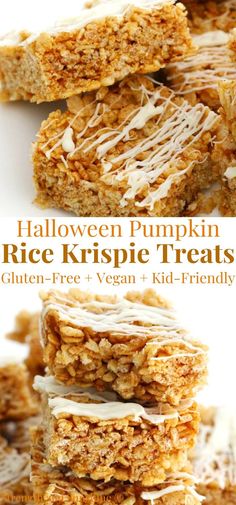 pumpkin rice krispies treats for halloween Vegan Pumpkin Rice Crispy Treats, Dairy Free Fall Treats, Gluten Free Dairy Free Halloween Recipes, Gf Halloween Treats, Halloween Gluten Free Recipes, Halloween Gluten Free Appetizers, Gluten Free Dairy Free Halloween Treats, Dairy Free Birthday Party Food