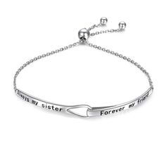 PRICES MAY VARY. Bff birthday gift:This friendship bracelet made of 925 sterling silver is best choice for friend,sister,or daughter/mother/nana who you think they are more like your sister/friend;engraved inspirational words:Always my sister,Forever my friend. Size: Bracelet cuff:2.76 inches; adjustable diffuser bracelet chain with a little sliding lock, easy to put on and take off. Circumference:6-10 inches.Weight: 5.2g Quality promise: Each bracelet are quality made of 925 sterling silver,pla Meaningful Friendship Name Bracelet, Meaningful Adjustable Name Bracelet For Best Friend, Adjustable Meaningful Name Bracelet For Best Friend, Adjustable Sterling Silver Name Bracelet, Hypoallergenic Sterling Silver Bracelets For Best Friend Gift, Hypoallergenic Sterling Silver Bracelets For Best Friend, Adjustable Stainless Steel Name Bracelet For Mother's Day, Engraved Jewelry For Mother's Day And Friendship, Elegant Stainless Steel Bracelet For Best Friend