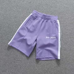 Comment Below To Purchase Same Day Shipping Purple Shorts For Spring Streetwear, Purple Streetwear Shorts For Spring, Purple Spring Streetwear Shorts, Sporty Purple Relaxed Fit Shorts, Purple Cotton Sports Shorts, Pink Palm Angels Shorts, Sporty Purple Shorts With Built-in Liner, Palm Angels Shorts, Track Shorts