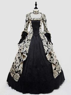 Black and Glod Marie Antoinett Gothic Victorian Ball Gown Dress - Devilnight.co.uk #victorianballgowns#gothicvictoriandress#marieantoinettedress#gothicballgown Victorian Style Dresses, Victorian Ball Gowns, Gothic Victorian Dresses, Victorian Ball, Victorian Era Dresses, Gaun Abad Pertengahan, Royalty Dress, Victorian Fashion Dresses, Victorian Gown