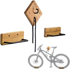 a bicycle and some wooden objects on a white background