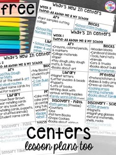 the centers lesson plans to help students learn how to use pencils for their writing