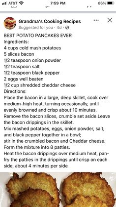 the recipe for grandma's cooking recipes is displayed on an iphone screen, and it appears to be in english