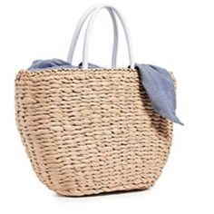 This Natural Straw Tote Bag Is Perfect For A Day Out. With Plenty Of Space For Your Personal Belongings And Beautiful White Leather Handles, There Is Also A Denim Fabric Flap To Secure Your Items Inside. Casual Cream Straw Bag For Everyday Use, Casual Cream Beach Bag For Spring, Casual Straw Bag For Everyday Use In Spring, Casual White Straw Tote Bag, Casual White Bucket Beach Bag, Casual White Woven Beach Bag, Casual White Woven Bag, White Straw Bag For Everyday Spring Use, Everyday White Straw Bag For Spring