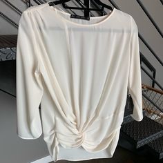 Nwt Zara Cream Gathered Blouse. Pristine Condition. Elegant White Blouse For Day Out, Chic Cream Zara Tops, Chic Off White Zara Tops, White Formal Tops For Spring, Fitted Off White Zara Top, Chic Cream Zara Blouse, Zara Cream Blouse For Work, Zara Cream Blouse For Workwear, Cream Zara Top For Brunch