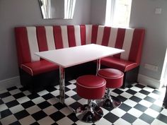 American Diner Corner Seating Booth Complete With Table & - Etsy Kitchen Booth Table, Corner Booth Kitchen Table, Kitchen Booth, Kitchen Booths, Diner Booth, 60s Kitchen, Booth Table, Corner Seating, Booth Seating