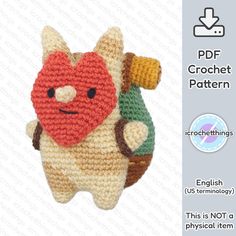 a crocheted animal with a backpack on it's back is featured in the pattern