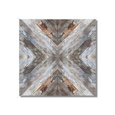 an abstract painting with wood planks in grey and brown colors on a white background