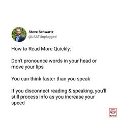 steve schwatz on twitter about how to read more quickly