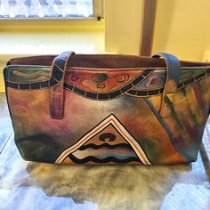 Anuschka Hand Painted Leather Handbag. 1 Of 1 And Signed Hand Painted Leather, Painting Leather, 1 Of 1, Handbag Purse, Leather Handbag, Leather Handbags, Duffle Bag, Satchel, Bag Lady