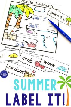 the printable summer label it worksheet for children to practice their handwriting and writing skills