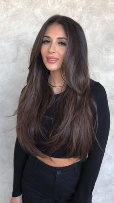 Transform your brunette locks into a masterpiece of autumnal beauty. Our brunette balayage captures the essence of fall, adding depth and warmth to your hair. Get ready to shine with the hues of the season! 🌰✨ #BrunetteBayalageMagic #AutumnTresses Dark Brown Long Hair, Global Hair Color, Indian Hair Color, Hair Color Asian, Brunette Balayage