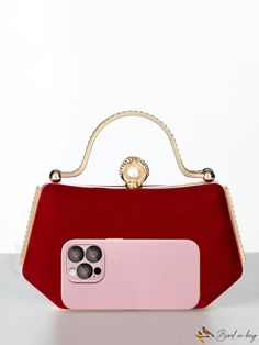 BirdinBag - Elegant Box-shaped Red Velvet Evening Bag, Perfect for Any Occasion Rectangular Evening Bag With Large Capacity For Gift, Red Handheld Portable Shoulder Bag, Red Portable Handheld Shoulder Bag, Large Capacity Handheld Evening Bag For Formal Occasions, Formal Top Handle Clutch With Large Capacity, Elegant Large Capacity Rectangular Clutch, Rectangular Portable Box Bag For Party, Elegant Rectangular Large Capacity Clutch, Portable Rectangular Box Bag For Parties