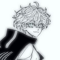 an anime character with blonde hair and blue eyes, in black and white coloring book