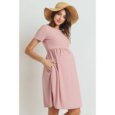 Hello Miz This short sleeve dot figure dress with side pockets is the perfect maternity dress for mama! It is 100% polyester, lightweight and perfect for Spring/Summer. Figure Dress, Mauve Dress, Maternity Dress, Pocket Dress, Maternity Dresses, Short Sleeve Dresses, Blush, Spring Summer, Dots