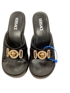 Brand: VERSACE Style: SANDALS LUXURY DESIGNER Color: BLACK Size: 8 Other Info: SZ 38 SKU: 103-103253-9014 CONDITION: GENTLY USED Sandals Luxury, Versace Style, Luxury Designer, Black Sandals, Luxury Design, Versace, Color Design, Sandals, Black