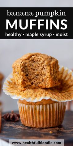 fluffy and moist banana pumpkin muffins Pumpkin Banana Yogurt Muffins, Healthy Moist Pumpkin Muffins, Banana Pumpkin Oat Muffins, Pumpkin Spice Banana Muffins, Healthy Fall Breakfast Muffins, Pumpkin Banana Zucchini Muffins, Health Breakfast Muffins, Pumpkin Muffins No Oil, Pumpkin Banana Greek Yogurt Muffins