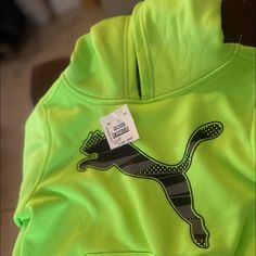 Lime Green Hoodie Long Sweatshirt Dress, Puma Hoodie, Puma Sweatshirt, Puma Shirts, Hoodie Logo, French Terry Hoodie, Green Hoodie, Active Hoodie, Boys Hoodies