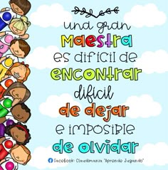 a group of children standing together with the words in spanish