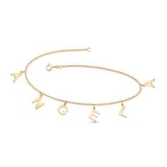 This trendy anklet features dangle initials that can be customized with one to eight letters for a personal touch. Select 1-8 initials to form a name or on their own. Spring-ring clasp closure. Initial Anklet, Peoples Jewellers, A Name, Ankle Bracelets, Christmas List, Spring Rings, Personalized Jewelry, Personal Touch, Anklets