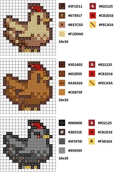 an image of pixel art with different colors and sizes on the same page, as well as text