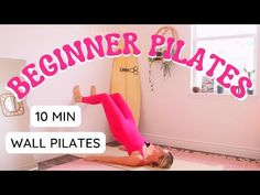 a woman in pink doing a yoga pose with the words beginner plates above her