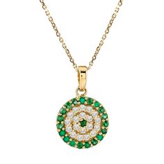 Pave Zambian Emerald and SI Clarity G-H Color Diamond Pendant/ Solid 18K Yellow Gold Evil Eye Pendant/ Genuine Emerald and Diamond Evil Eye Pendant/ Good Luck Charm by Facetssllc. PLEASE NOTE: - THE GIVEN DETAILS & PRICE IS ONLY FOR THE PENDANT; THE CHAIN IS NOT INCLUDED. IF YOU WANT THE PENDANT WITH THE CHAIN, THE CHAIN CHARGES WILL BE AN EXTRA (Cable Chain will be used). * SKU: SGP00404_42931 * Made to Order. * Gold Purity: 18K Solid Yellow Gold (stamped) * Custom Gold Color: Yellow, Rose, White Gold * Custom Gold Purity: 10K/14K/18K (Charges May Apply) * Diamond 100% Genuine Earth Mines Diamond * Diamond Weight: 0.15 Ct. * Diamond Color: G-H * Diamond Clarity: SI1 * Diamond Cut: Round Cut (Excellent) * 100% Genuine Real AAA+ Emerald Gemstone * Gemstone Cut: Round Cut * Genuine Emerald W Green Diamond Necklace For Gift, Green Diamond Necklace Gift, Green Round Diamond Necklace Gift, Emerald Pendant Necklace, Emerald Necklace Pendant, Diamond Evil Eye, Yellow Gold Necklace, Luck Charm, Zambian Emerald