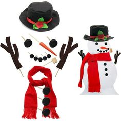 Bring more fun for children and adults in winter by dressing their snowman with this handy kit. Everything for a well-dressed snowman: top hat, eyes and mouth, pipe, carrot nose, buttons and a long red scarf. Adoption of non-woven felt, plastic and wood, durable and reusable for next winter decoration. Challenge your childrens imagination and keep them active while creating the best-looking snowman in the neighborhood! Makes a great gift and fun activity for the whole family. Color: Multicolor. Snowman Kit, Snowman Dress, Winter Holiday Party, Diy Snowman, Cute Scarfs, Kids Imagination, Funny Toys, Winter Decoration, Snowman Decorations