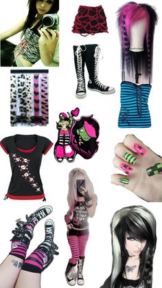 INSPO FOR SCENE PPL Goth Scene Outfits, Summer Scene Outfits, Scene Core Outfit, Scene Outfit Ideas, Scene Outfits Aesthetic, Core Ideas, Clown Core