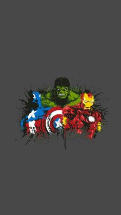 an image of the hulk and captain america in paint splattered on a black background