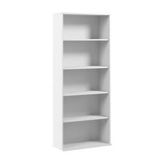 an empty white bookcase on a white background