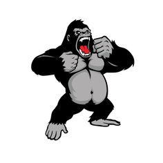 an angry gorilla with its mouth open