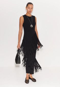 Spiral Dress Spiral Dress, Black Fringe Dress, Dress With Fringe, Perfect White Tee, Tangier, Poplin Dress, Clothes Horse, Sleeveless Maxi Dress, New Arrival Dress